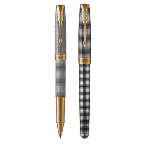 Roller PARKER Sonnet Silver Chiselled GT -F- black