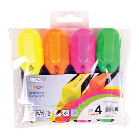 Zvýrazňovač CRESCO NEON - sada 4 ks