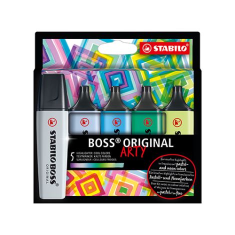 Zvýrazňovač - STABILO BOSS ORIGINAL - ARTY - 5 ks balení - s 5 různými barvami