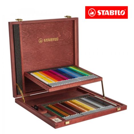 Pastelky STABILO CarbOthello - pastelová křída v dřevěné tužce -dřevěný kufřík, 60 ks