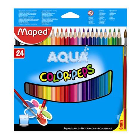 Pastelky tříhranné - akvarelové MAPED "COLOR`PEPS", 24 ks + štětec