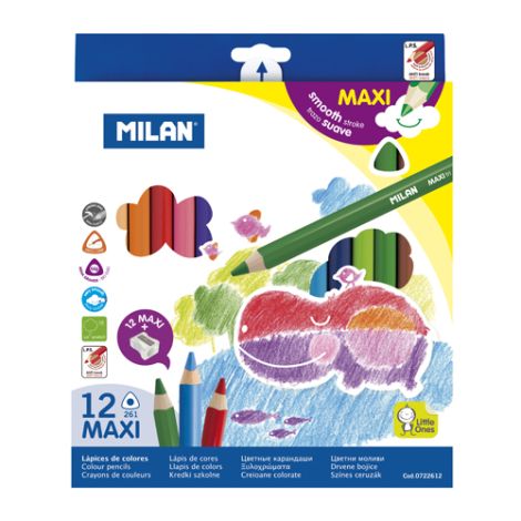 Pastelky MILAN Maxi trojhranné 12 ks + ořezávátko