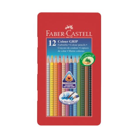 Pastelky Faber-Castell Grip 1001 12 bar. v plechu