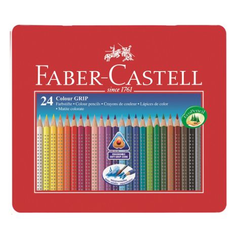 Pastelky Faber-Castell Grip 1001 24 bar. v plechu
