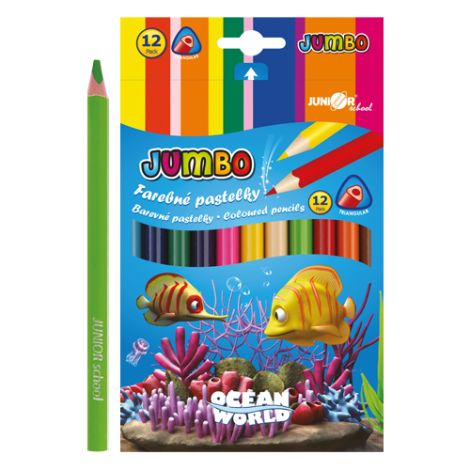 Pastelky Ocean World tříhrané JUMBO 12 ks