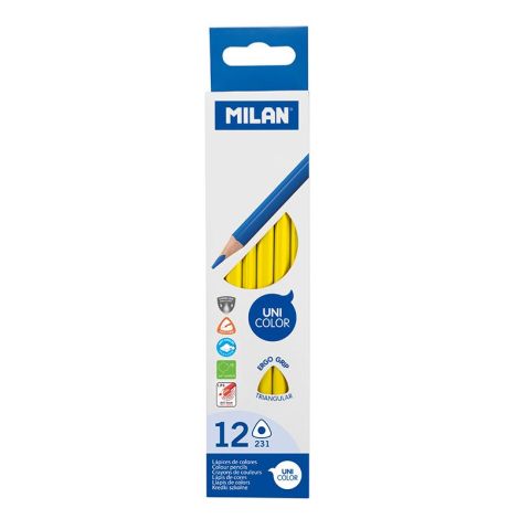 Pastelky MILAN Ergo Grip trojhranné 12 ks, Tropical Yellow