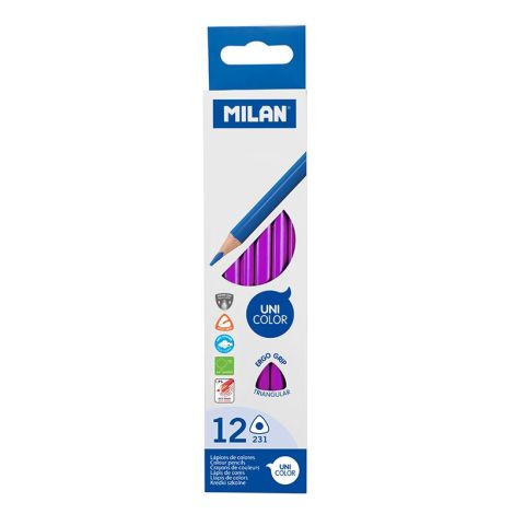 Pastelky MILAN Ergo Grip trojhranné 12 ks, Purple
