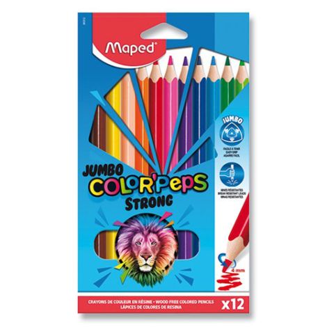 Pastelky trojhranné MAPED "COLOR&#39;PEPS STRONG JUMBO" sada 12 ks