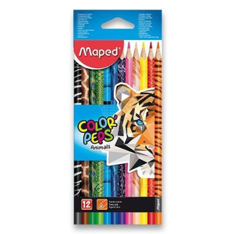 Pastelky trojhranné MAPED "COLOR&#39;PEPS ANIMAL" sada 12 ks