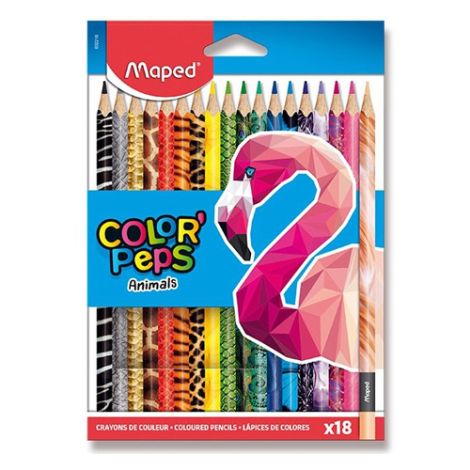 Pastelky trojhranné MAPED "COLOR&#39;PEPS ANIMAL" sada 18 ks