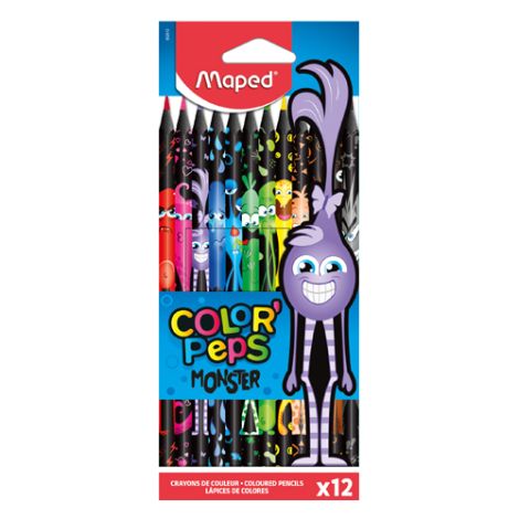 Pastelky trojhranné MAPED "COLOR&#39;PEPS MONSTER" sada 12 ks