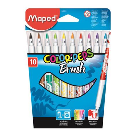Fixy se štětcem MAPED "COLOR`PEPS BRUSH", 10 ks