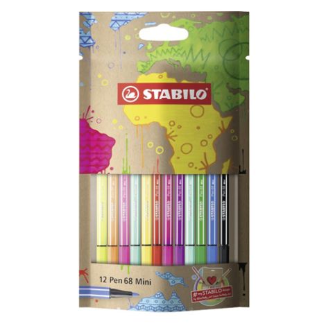 Fixy vláknové STABILO PEN 68 Mini #mySTABILOdesign Edition, sada 12 ks