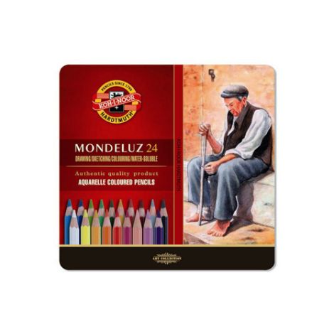 Pastelky KOH-I-NOOR Mondeluz, akvarelové, sada 24 ks v plech. boxu