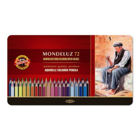 Pastelky KOH-I-NOOR Mondeluz, akvarelové, sada 72 ks v plech. boxu