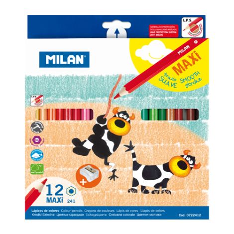Pastelky MILAN Maxi šestihranné 12 ks + ořezávátko