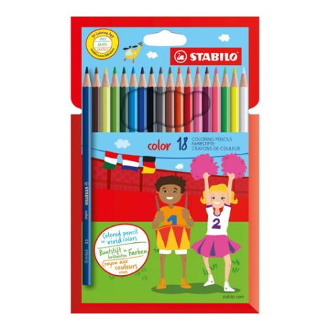 Barvičky šestihranné STABILO color, 15 ks různých barev + 3 neonové barvy