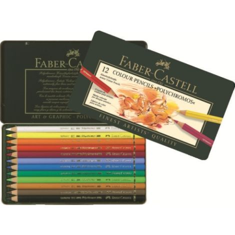Pastelky Polychromos set 12 ks - plech
