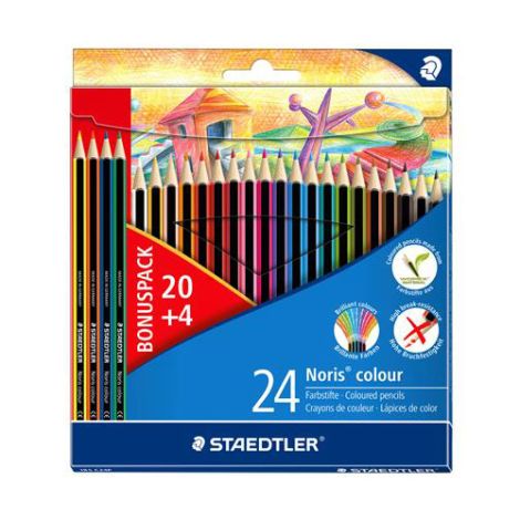 Barevné tužky, šestihranné, STAEDTLER "Noris Colour", 20+4 různých barev