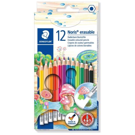 Barevné tužky s gumou, šestihranné, STAEDTLER "Noris Club", 12 různých barev