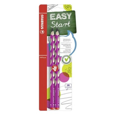 Tužka grafitová STABILO EASY pro praváky - růžová 2 ks na blistru