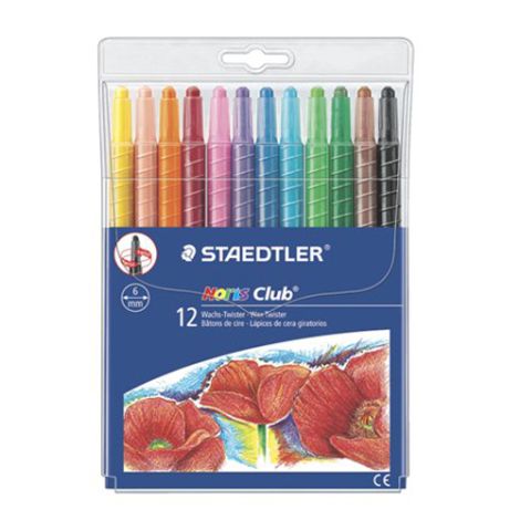 Voskovky, vysouvatelné, STAEDTLER "Noris Club", 12 různých barev