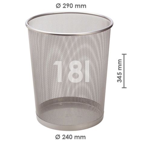 Drátěný koš na odpadky, stříbrný 18 l