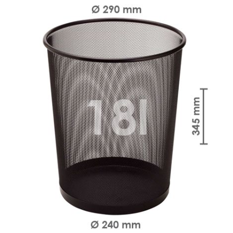 Drátěný koš na odpadky, černý 18 l