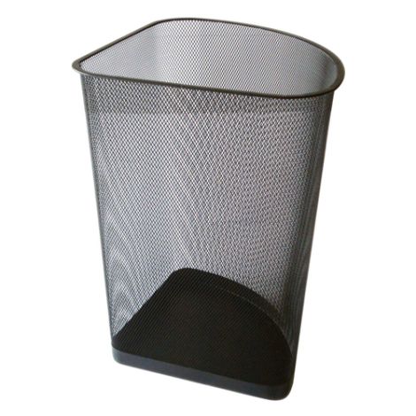 Drátěný koš na odpadky rohový, černý 19 l