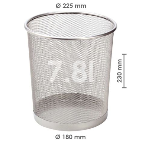 Drátěný koš na odpadky, stříbrný 7,8 l