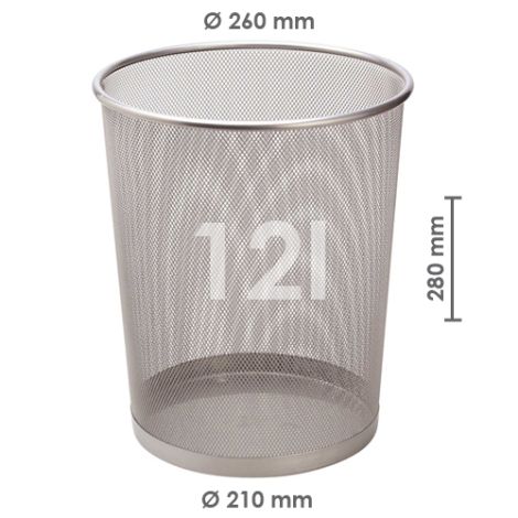 Drátěný koš na odpadky, stříbrný 12 l