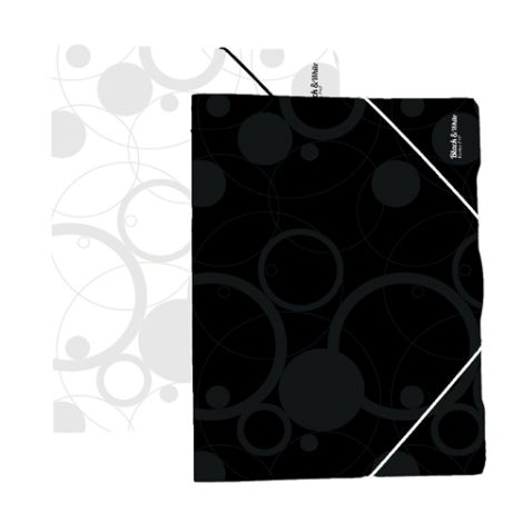 Zakládací mapa PP 3-chlopňová s gumou A4, černá (Black&White)