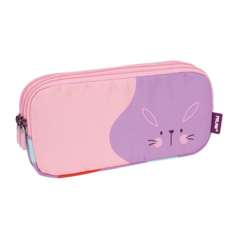 Pouzdro na pera MILAN 3-zipové Fun Animals série, fialové