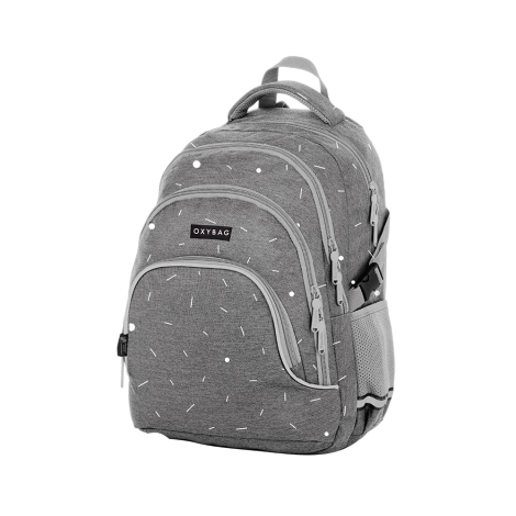 Studentský batoh OXY SCOOLER - Grey geometric