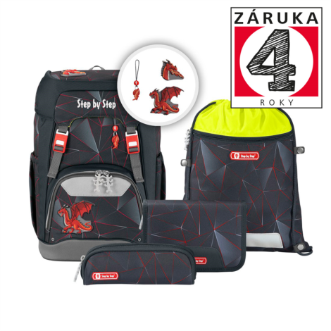 Školní batoh pro prvňáčky - 5dílný set, Step by Step GRADE Drak Drako, AGR