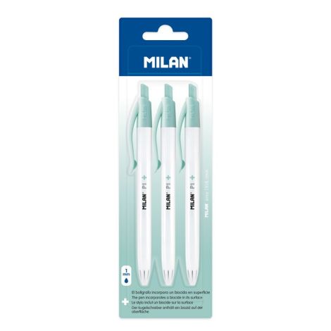 Pero kuličkové MILAN P1 Antibacterial 1,0 mm - 3 ks na blistru