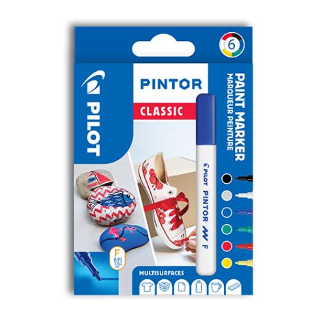 Dekorační popisovač PILOT "Pintor Classic", sada 6 ks, hrot F