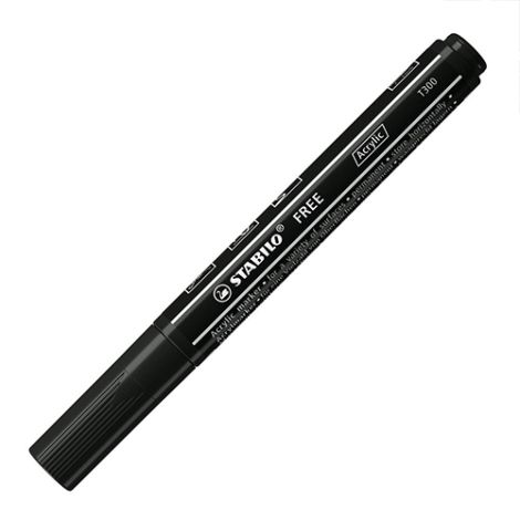 Akrylový popisovač STABILO FREE Acrylic T300 Kulatý hrot 2-3 mm - černý