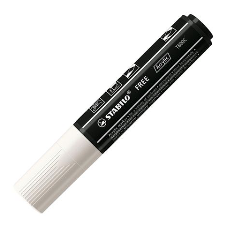 Akrylový popisovač STABILO FREE Acrylic T800C Klínový hrot 4-10 mm - bílý