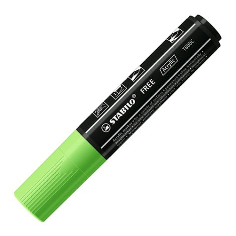 Akrylový popisovač STABILO FREE Acrylic T800C Klínový hrot 4-10 mm - světle zelený