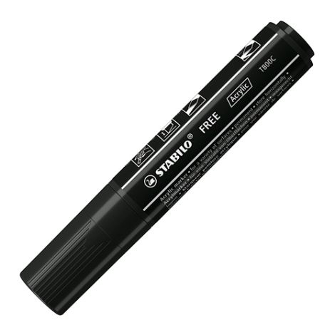 Akrylový popisovač STABILO FREE Acrylic T800C Klínový hrot 4-10 mm - černý