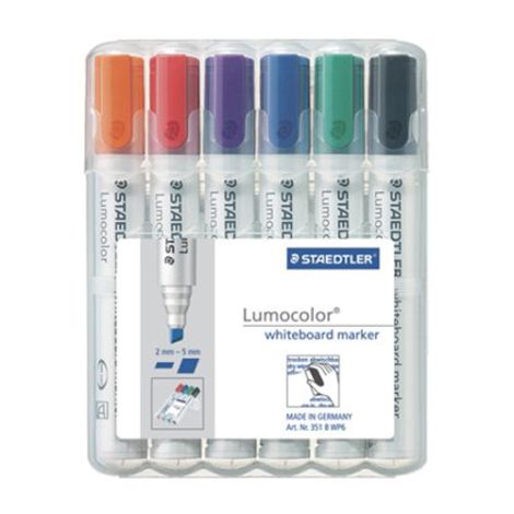Popisovač na tabule, 2,5 mm, seříznutý hrot, STAEDTLER "Lumocolor 351 B" (6 ks)