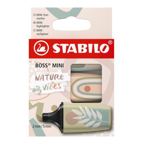 Zvýrazňovač - STABILO BOSS MINI Naturevibes - zemitá zelená, bahenní zelená, béžová