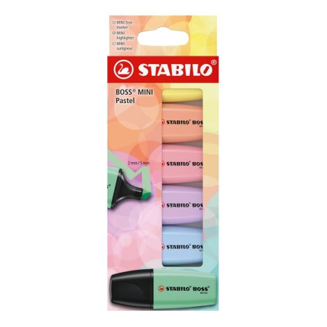 Zvýrazňovač - STABILO BOSS MINI Pastel - 6 ks sada - 6 různých barev
