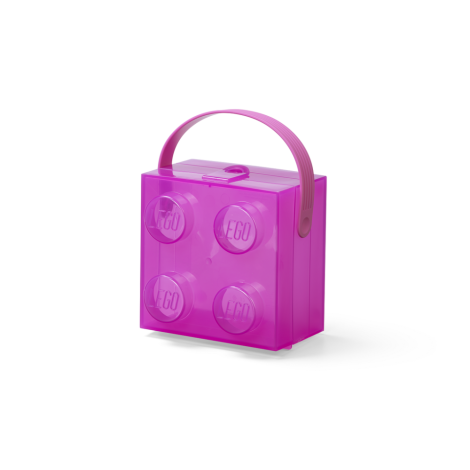 LEGO box s rukojetí - průsvitná fialová