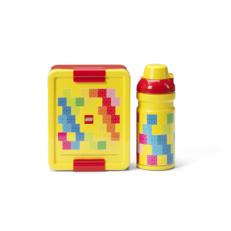 LEGO Brick svačinový set (láhev box) - červená/žlutá