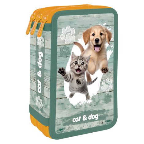 Penál plný - 3 patrový, 43 dílný JUNIOR S8 - Cat & Dog
