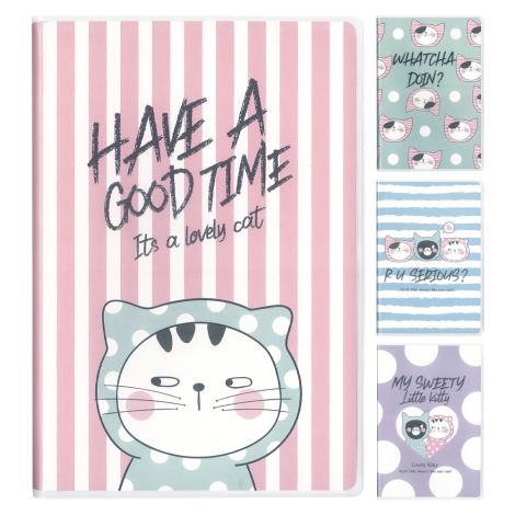 Sešit linkovaný A5 / 72 listový M&G s PVC obalem So Many Cats Pastel (4 designy)