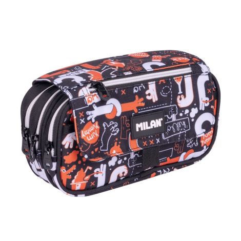 Penál 4-zipový s klopou MILAN série Fingers