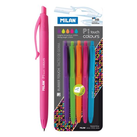 Kuličkové pero MILAN P1 Touch Colours 1,0 mm, sada 5 ks